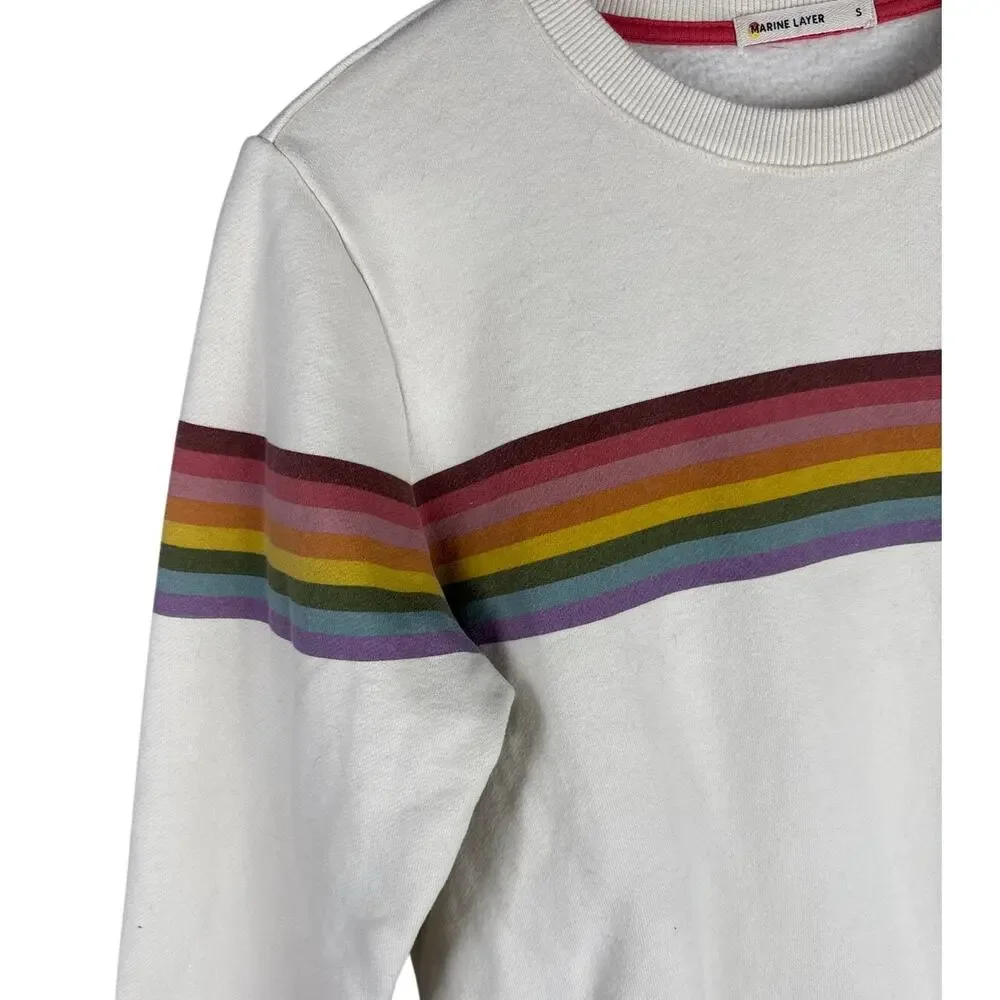Marine Layer Anytime Sweatshirt Ivory Size Small - Picture 6 of 9